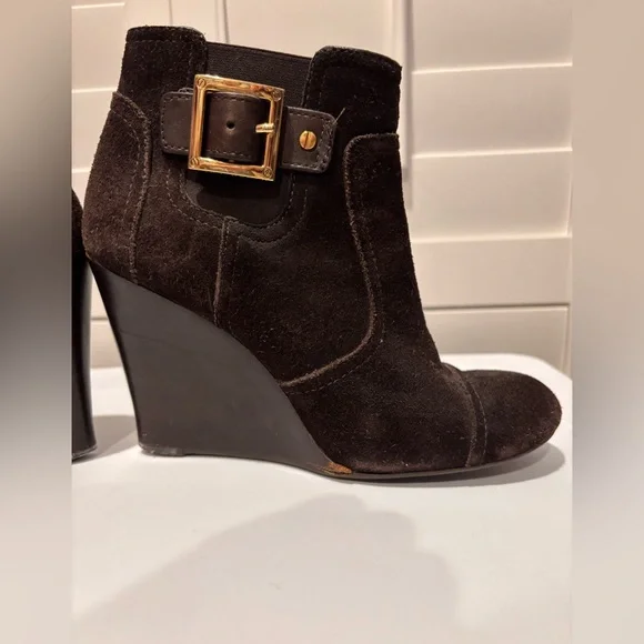 Tory Burch Adrienne suede wedge ankle bootie in brown size 8.5 - Picture 2 of 13